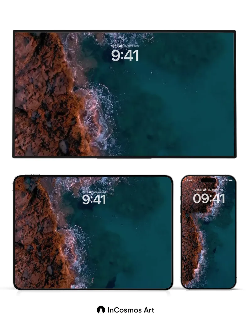 Crimson Coast Wallpaper with Turquoise Breath