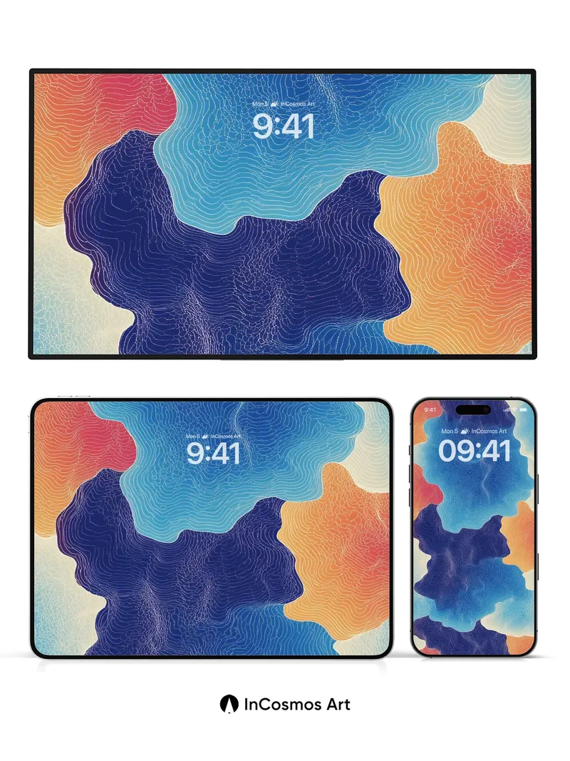 Liquid Topography Wallpaper with Whispering Lines