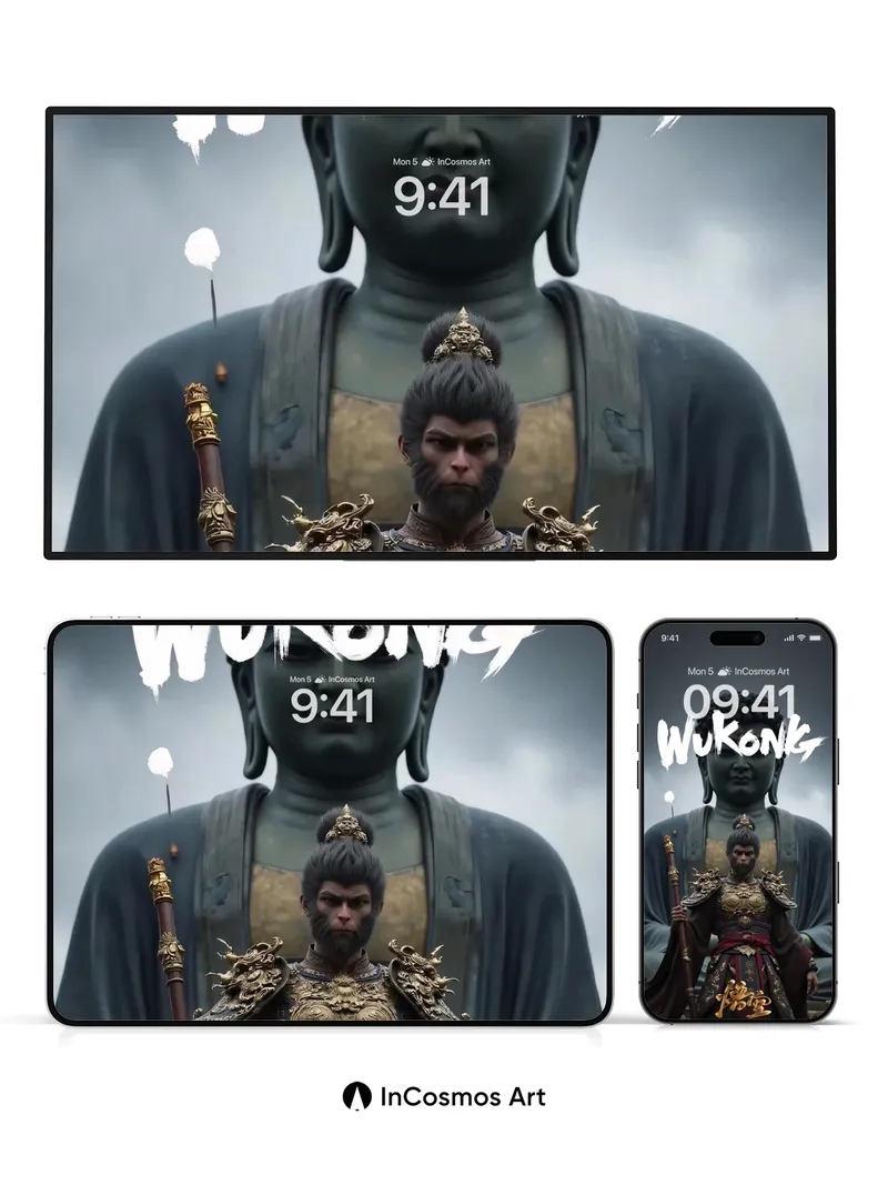 Stone Serenity Wallpaper with Mythic Warrior