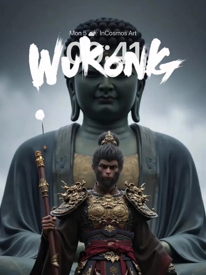 Stone Serenity Wallpaper with Mythic Warrior