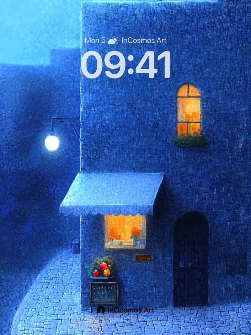 Cobalt Hush Wallpaper with Warm Light Veil