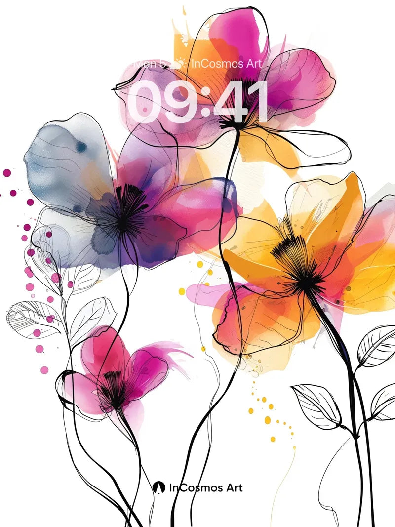 Whispering Petals Wallpaper with Ink Veins