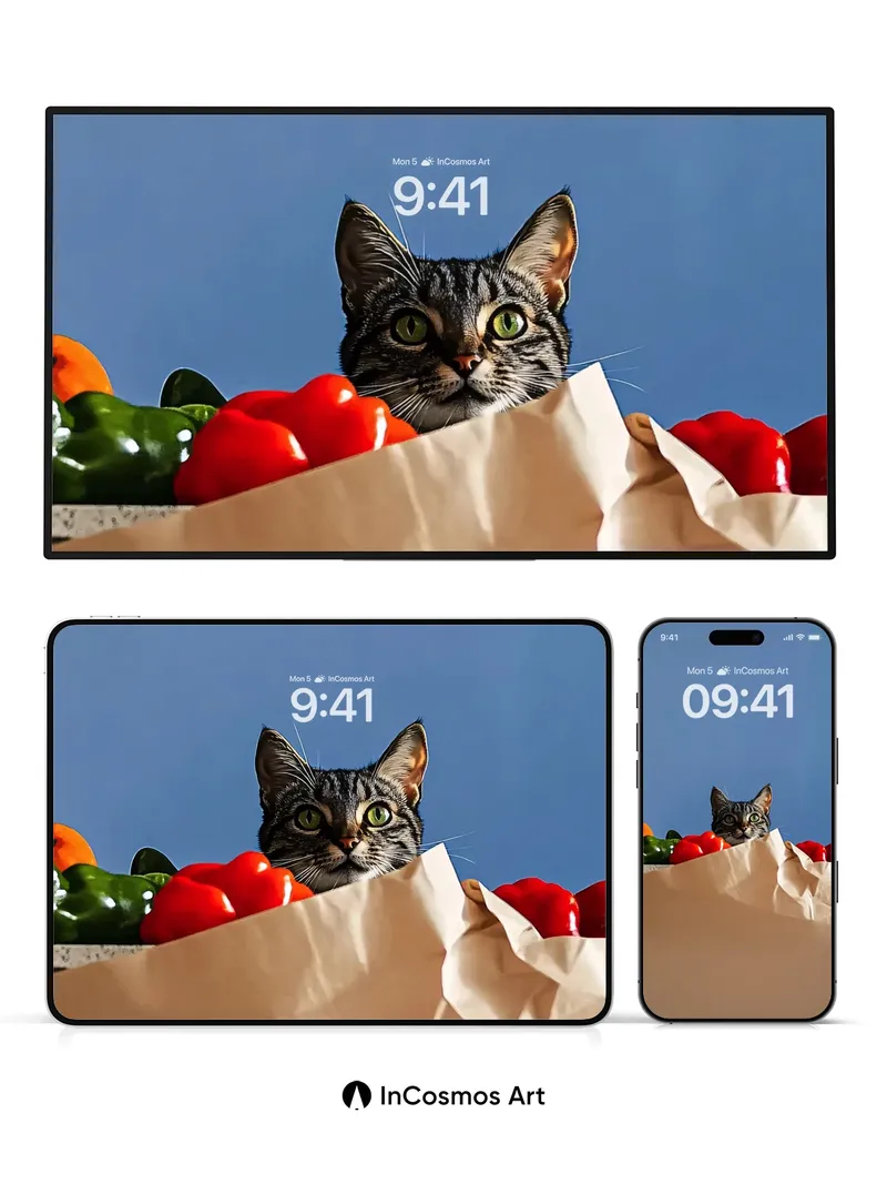 Curious Gaze Wallpaper with Paper and Pepper Surprise