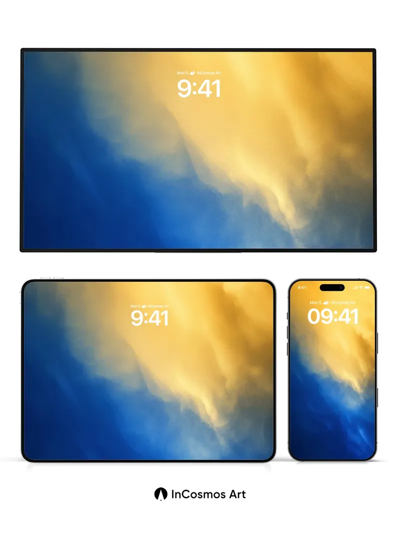 Golden Storm Wallpaper with Electric Blue Depths