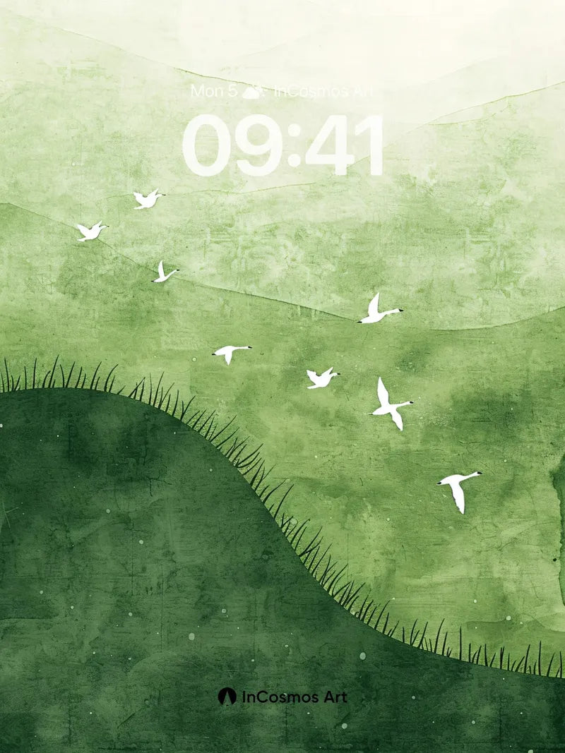 Serene Mist Wallpaper with Silent Flight wallpaper for iPhone, iPad & Mac