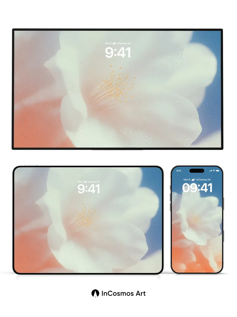 Serene Bloom Wallpaper with Dew-Kissed Petals