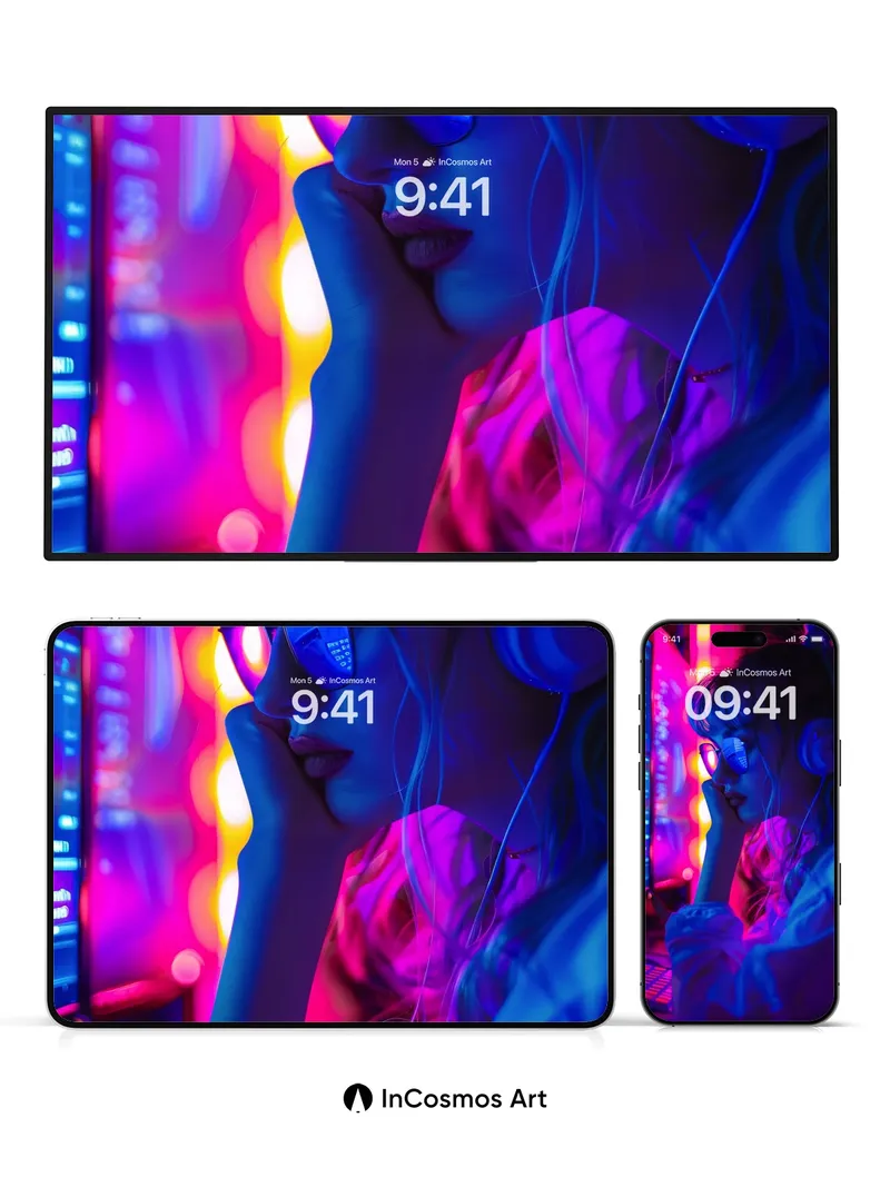 Neon Reverie Wallpaper with Digital Whispers