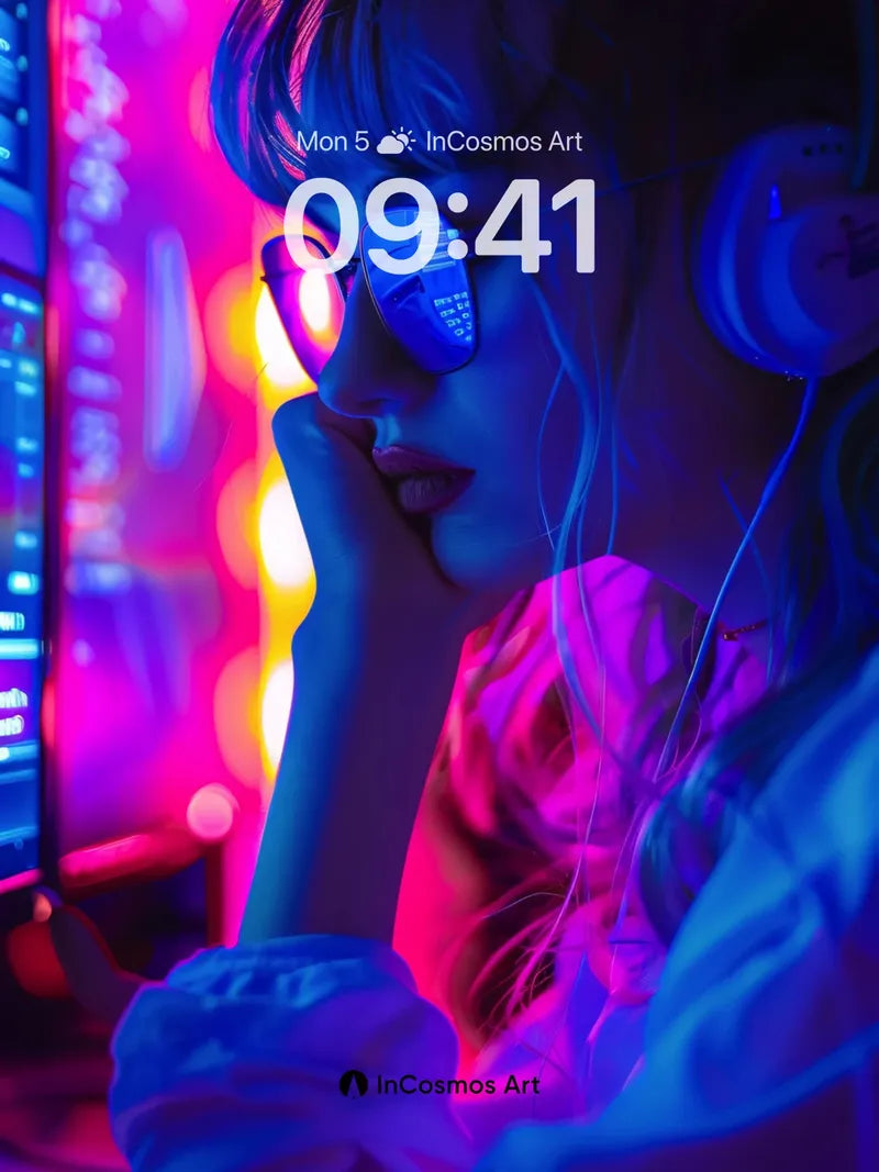 Neon Reverie Wallpaper with Digital Whispers