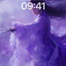 Ethereal Violet Warrior Wallpaper with Floating Silk wallpaper for iPhone, iPad & Mac