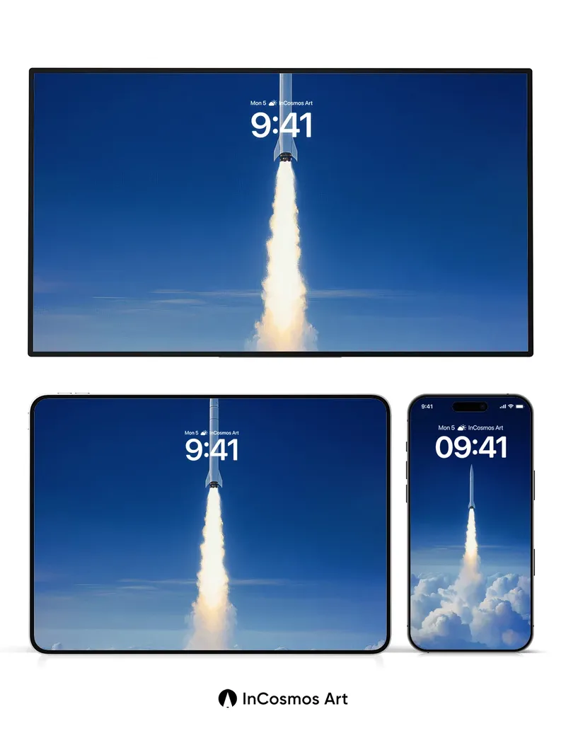 Ascendant Flame Wallpaper with Cloud-Cut Sky
