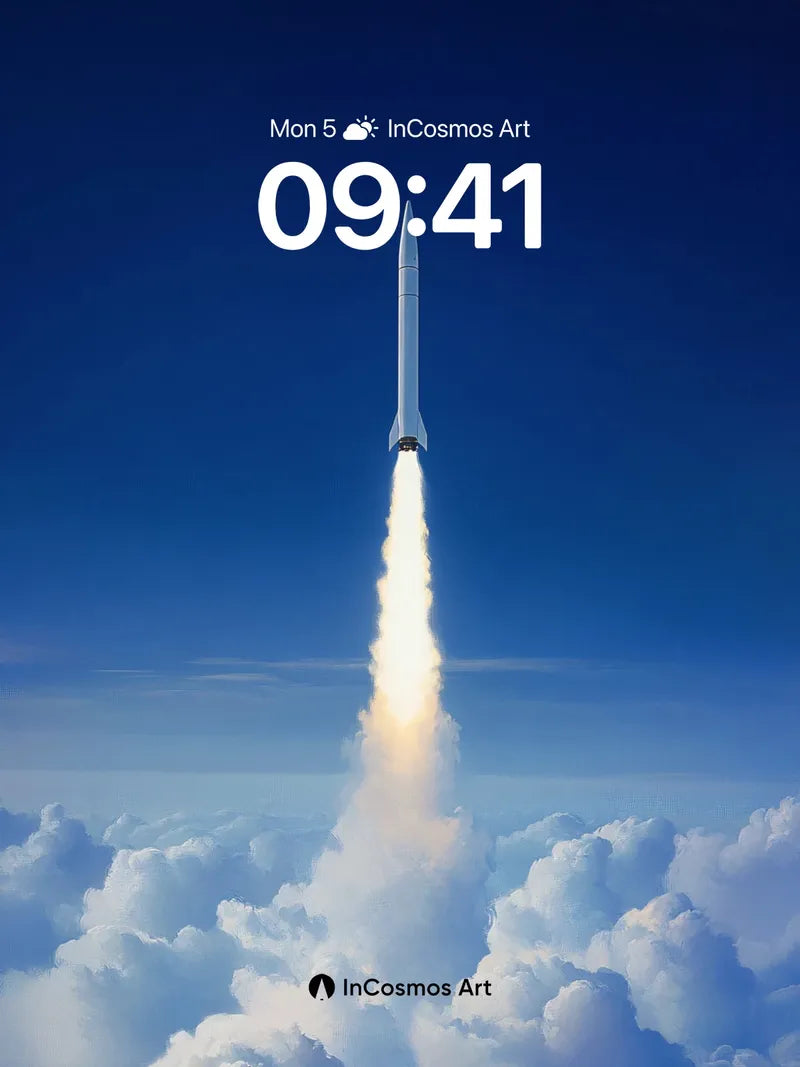 Ascendant Flame Wallpaper with Cloud-Cut Sky