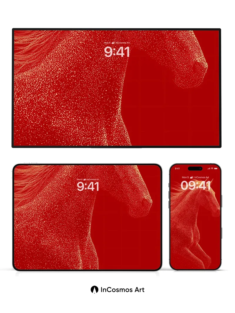 Crimson Gala Wallpaper with Sparkling Horses