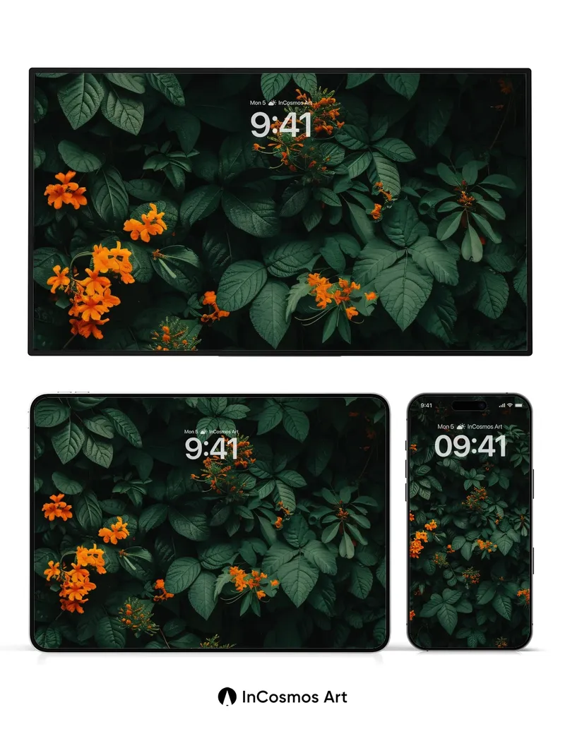 Ember Glow Wallpaper with Deep Forest Veins