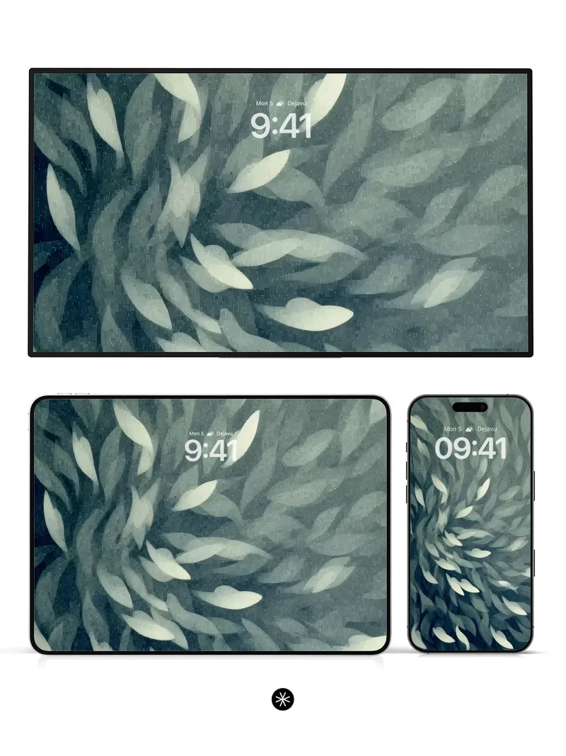 Monochrome Leaf Flow Wallpaper