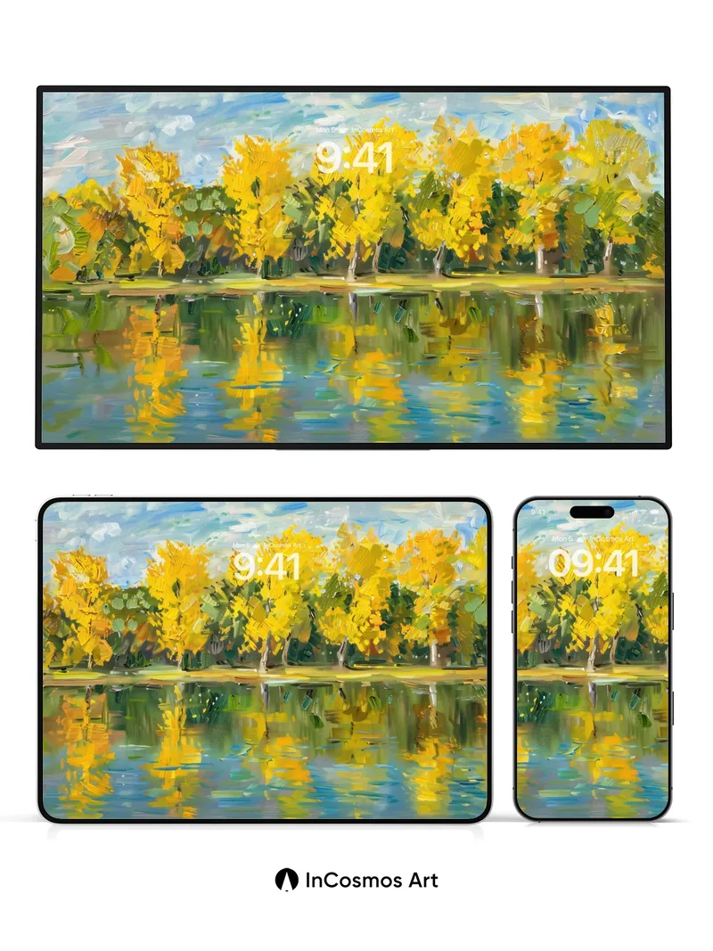 Golden Hush Wallpaper with Water Reflections