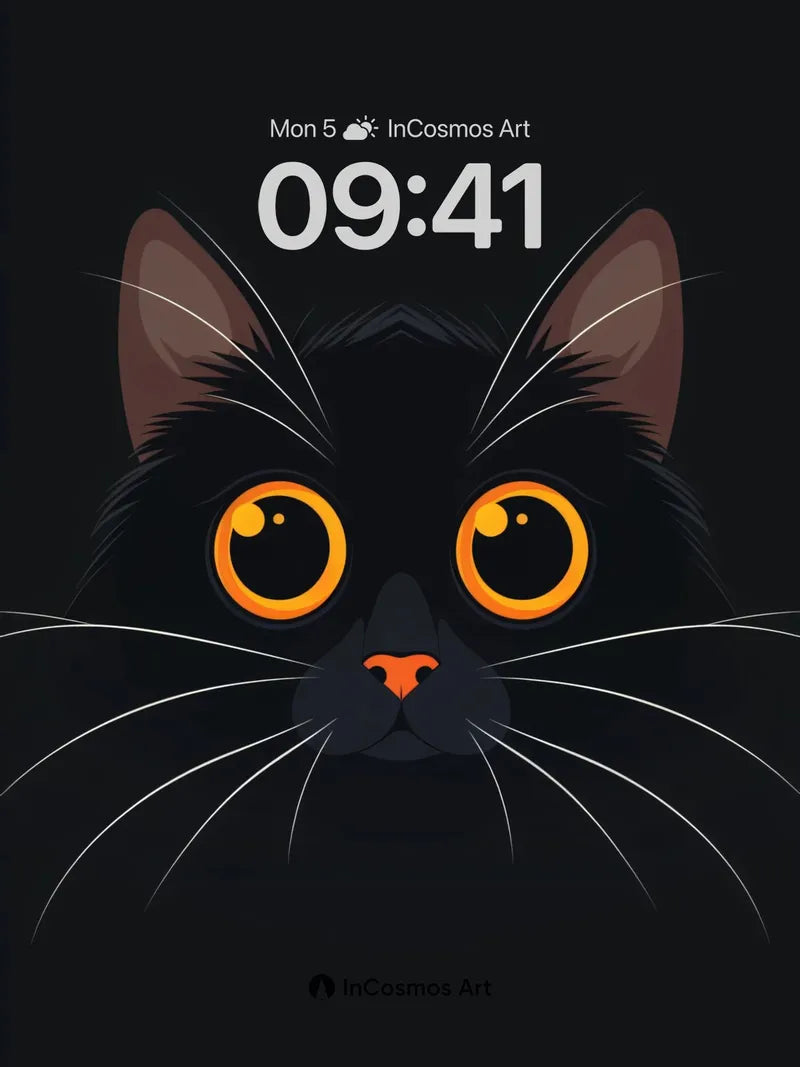 Midnight Gaze Wallpaper with Amber Eyes