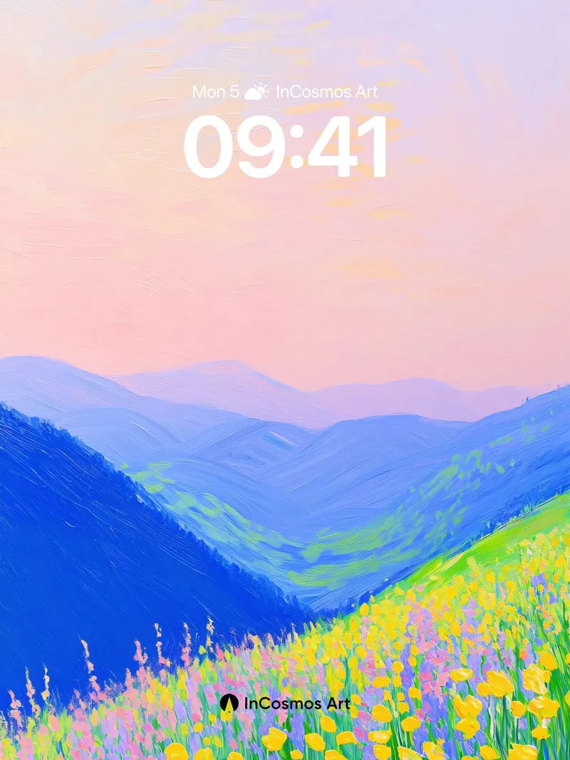 Pastel Horizon Wallpaper with Wildflower Fields