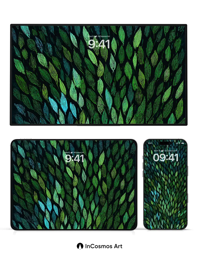 Midnight Verdant Scale Wallpaper with Deep Texture