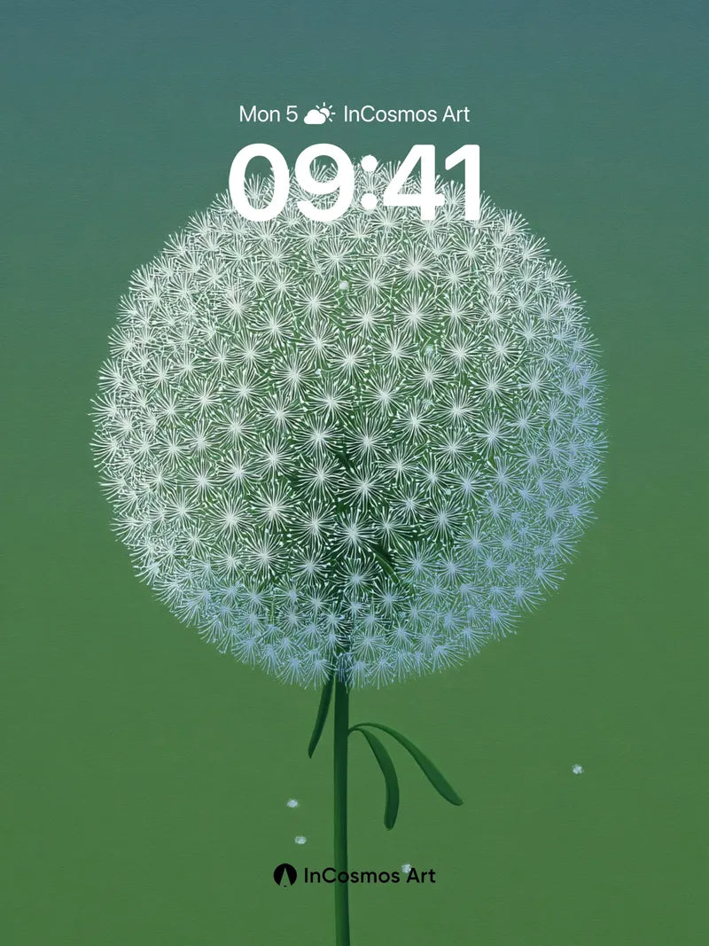 Serenity Dandelion Wallpaper with Floating Seeds