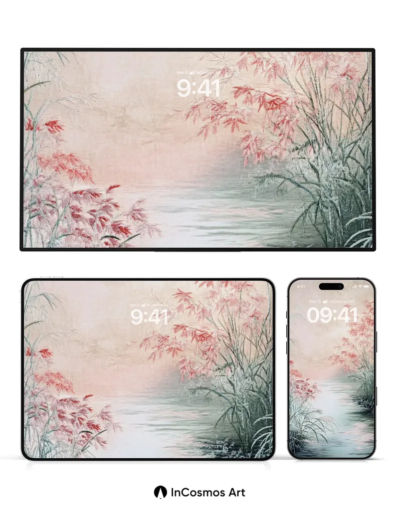 Serenity Stream Wallpaper with Autumn Whispers