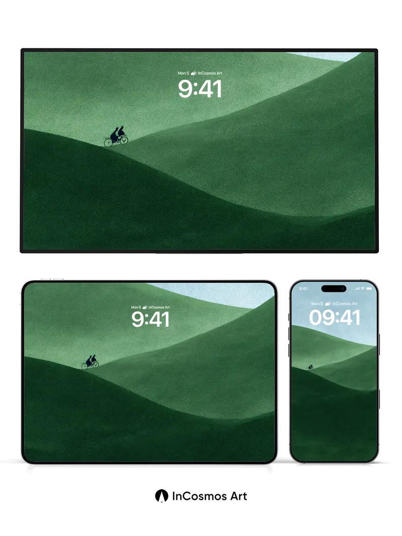 Serenity Ridge Wallpaper with Solitary Cyclist