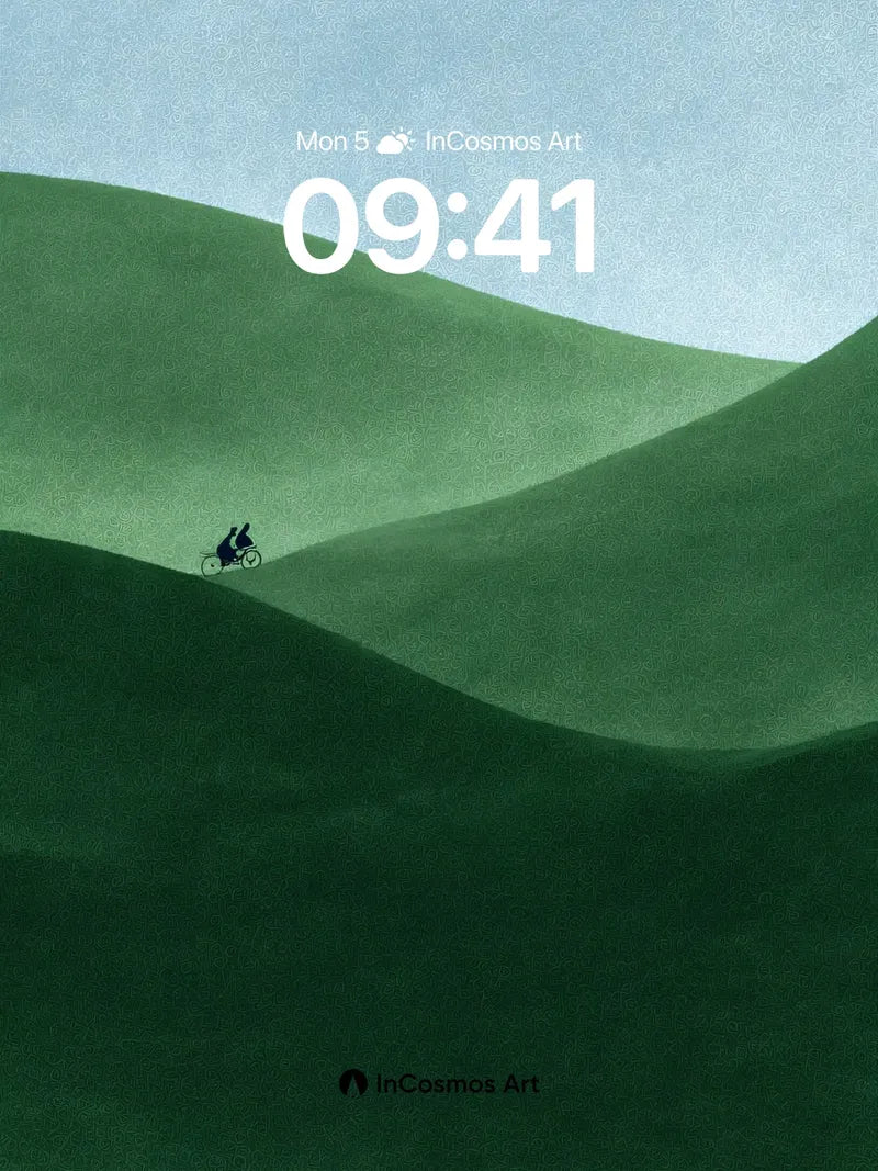 Serenity Ridge Wallpaper with Solitary Cyclist