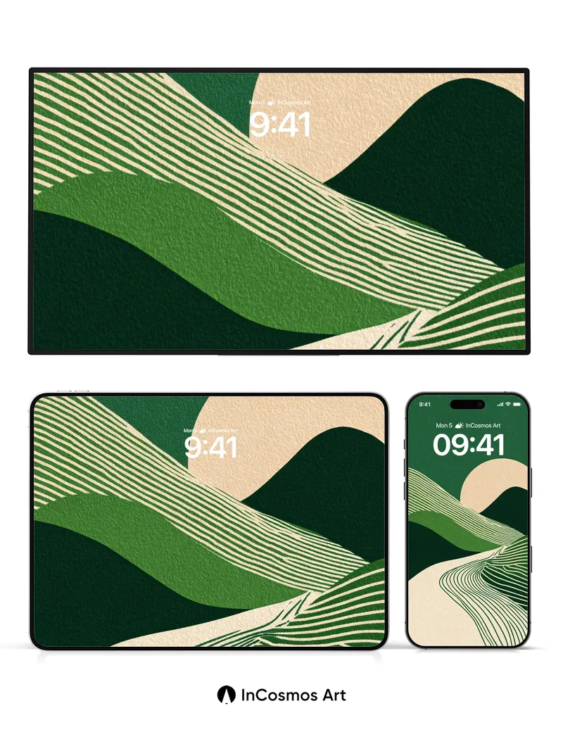 Serenity Wave Wallpaper with Hidden Lines