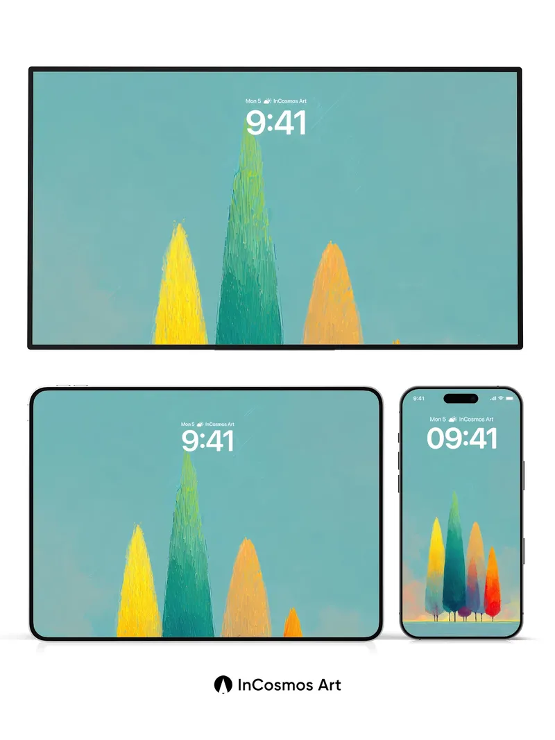 Serenity Prism Wallpaper with Chromatic Trees