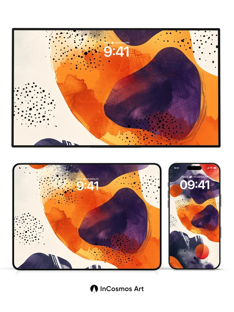 Cosmic Bloom Wallpaper with Dotted Constellations