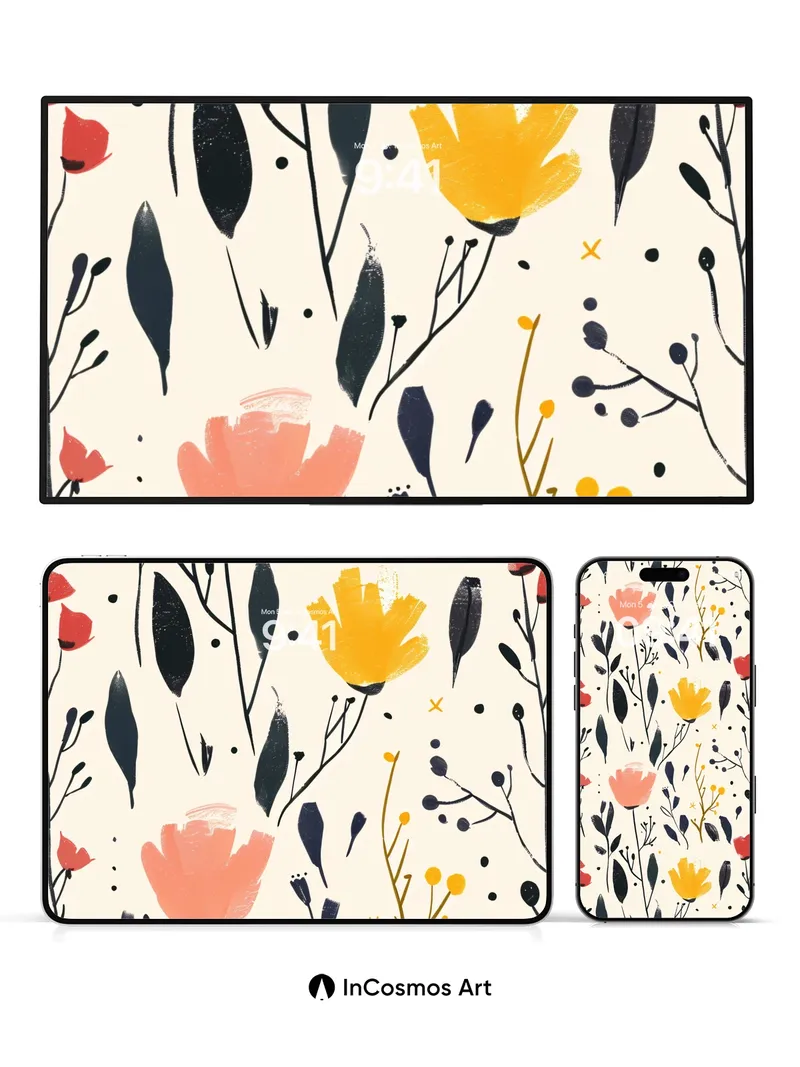 Whispering Bloom Wallpaper with Painted Petals