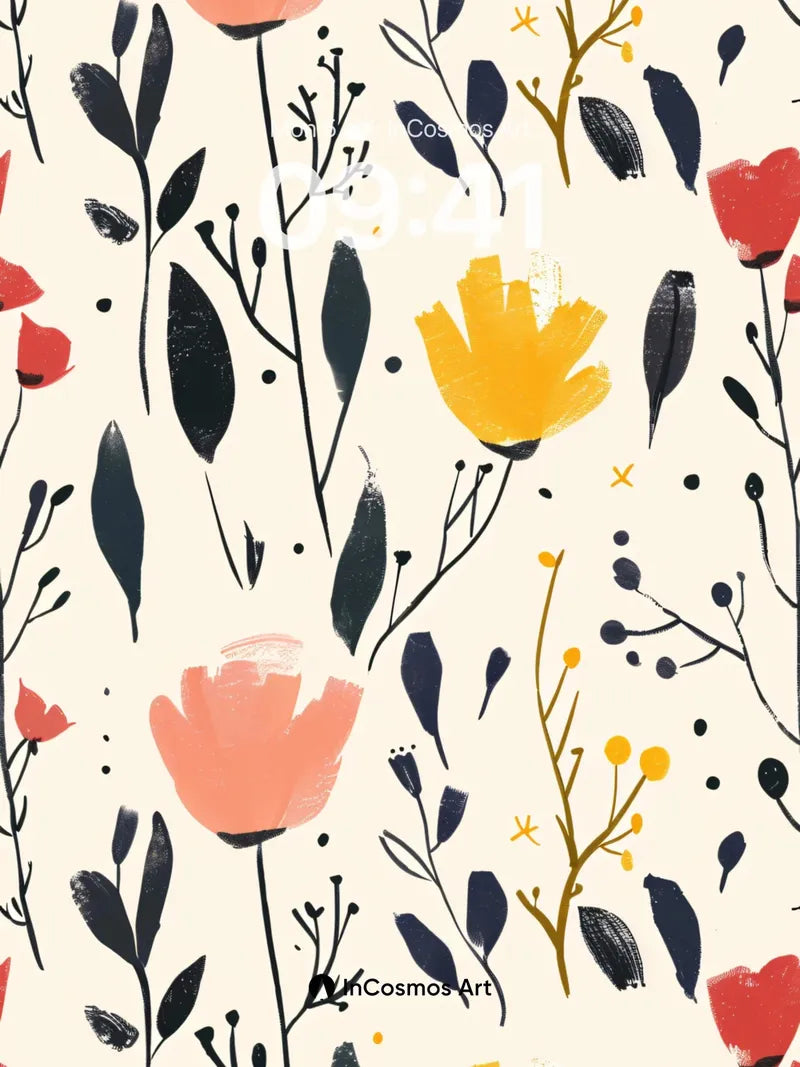 Whispering Bloom Wallpaper with Painted Petals