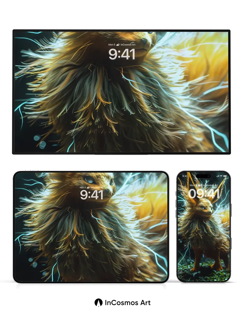 Thunder-Furred Wallpaper with Electric Whispers