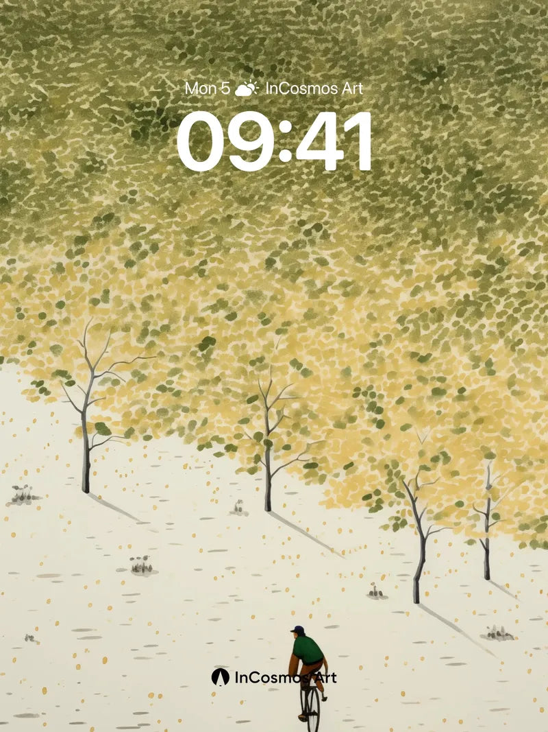 Autumn Hush Wallpaper with Floating Leaves