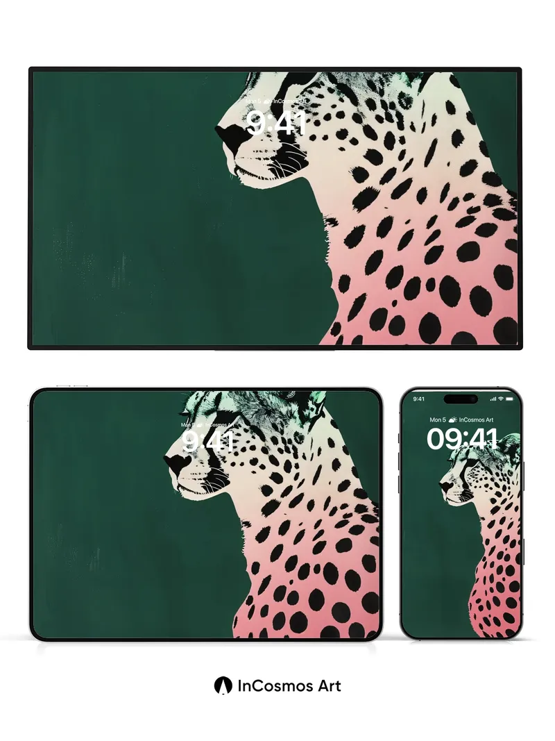 Neon Cheetah Wallpaper with Pop Art Edge