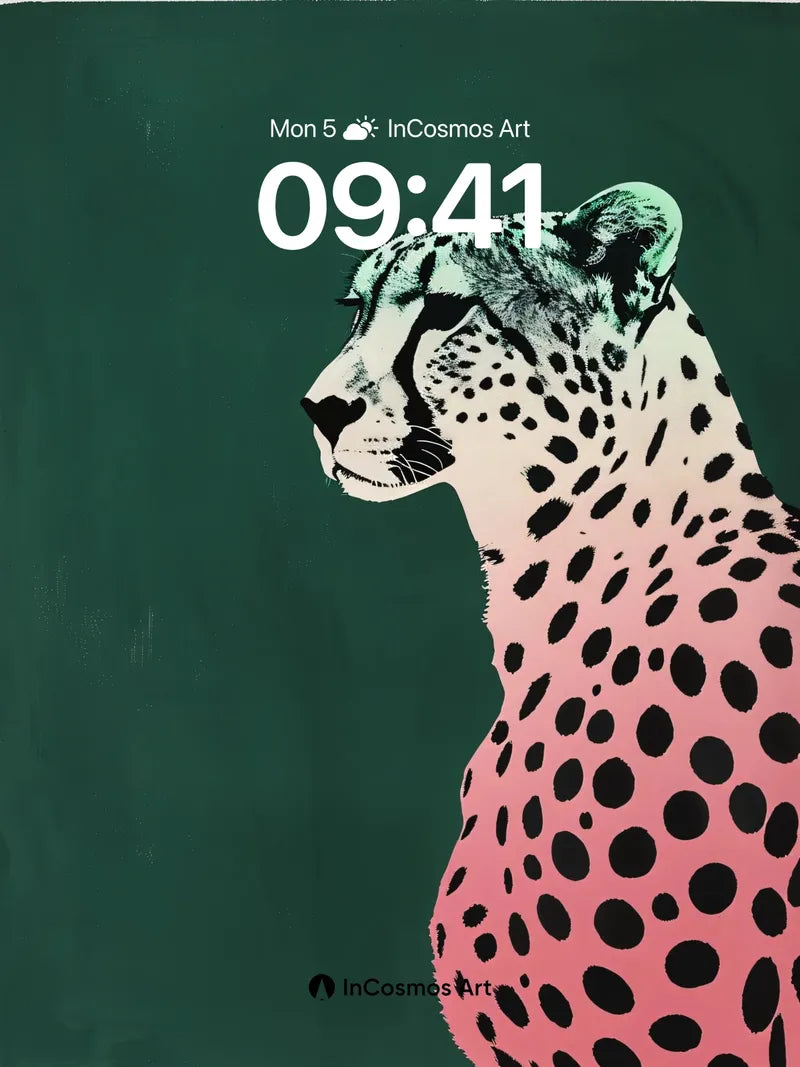 Neon Cheetah Wallpaper with Pop Art Edge