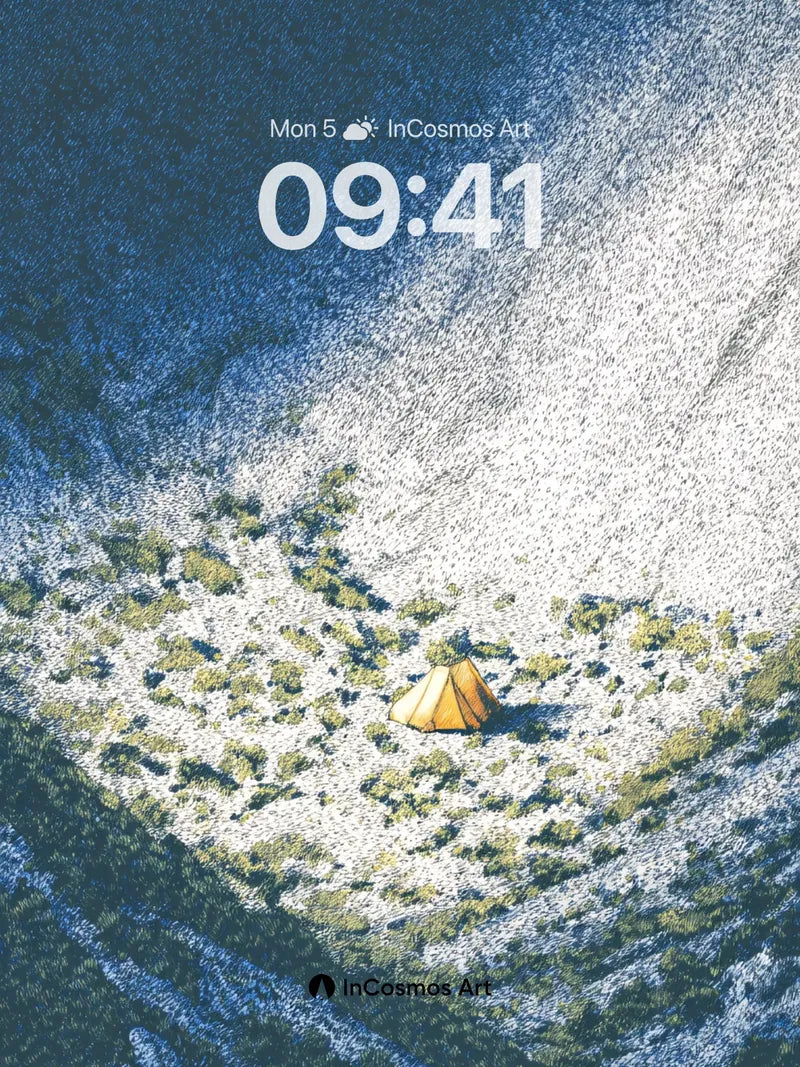 Serenity Ridge Wallpaper with Golden Tent wallpaper for iPhone, iPad & Mac