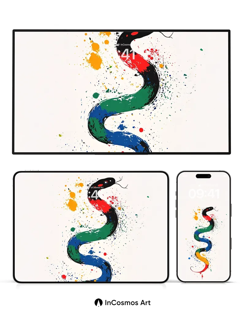 Rainbow Serpent Wallpaper with Paint Splatter Soul