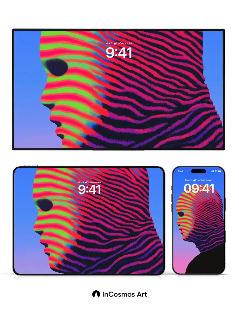 Neon Pulse Wallpaper with Fractal Skin