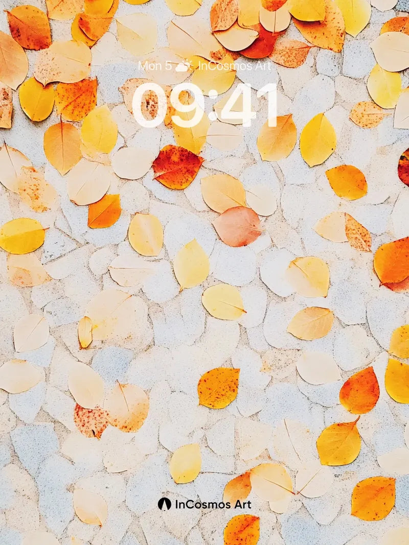 Autumn Hush Wallpaper with Floating Leaves