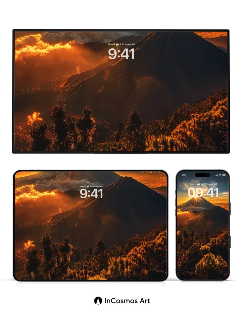 Golden Ember Wallpaper with Volcanic Crown