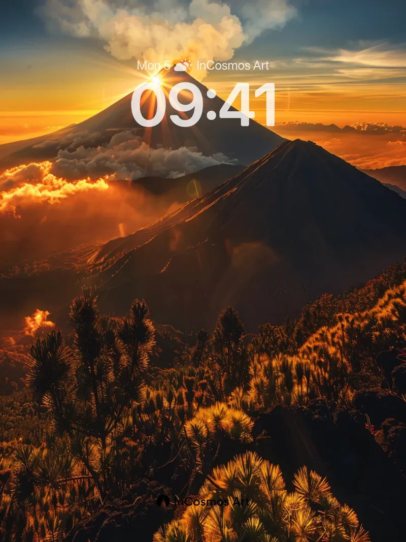 Golden Ember Wallpaper with Volcanic Crown