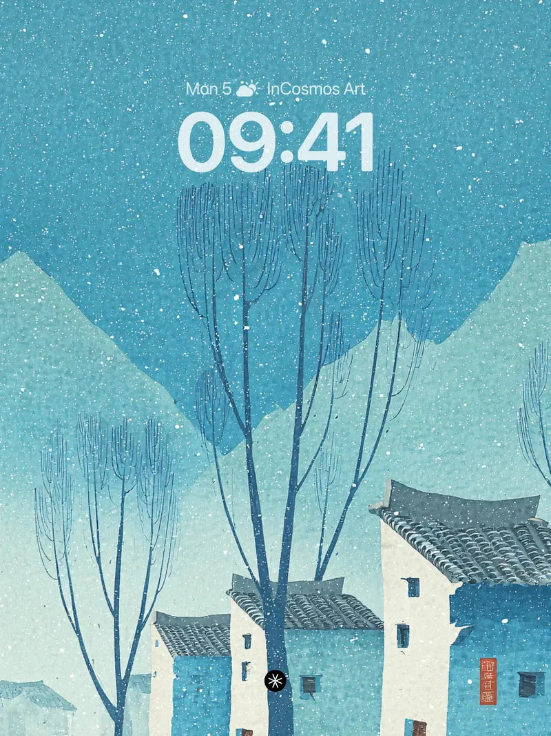 Serene Snowfall Village Winter Wallpaper wallpaper for iPhone, iPad & Mac