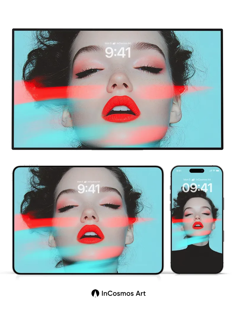 Neon Echo Wallpaper with Glitching Light