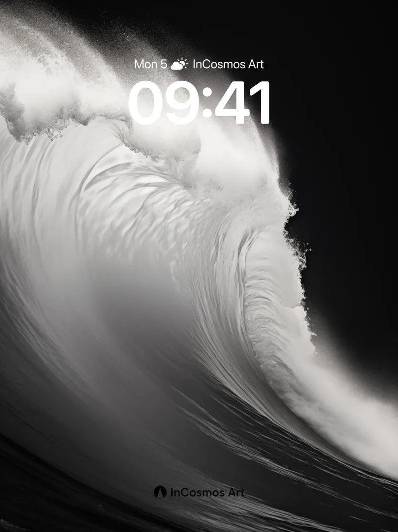 Monochrome Wave Wallpaper with Liquid Light