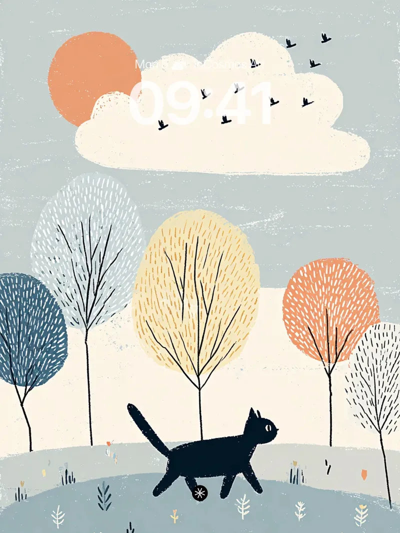 Serene Forest Cat Silhouette Wallpaper wallpaper for iPhone, iPad & Mac