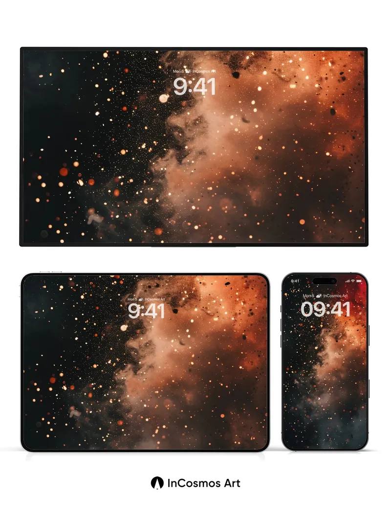 Cosmic Ember Wallpaper with Nebula Veils