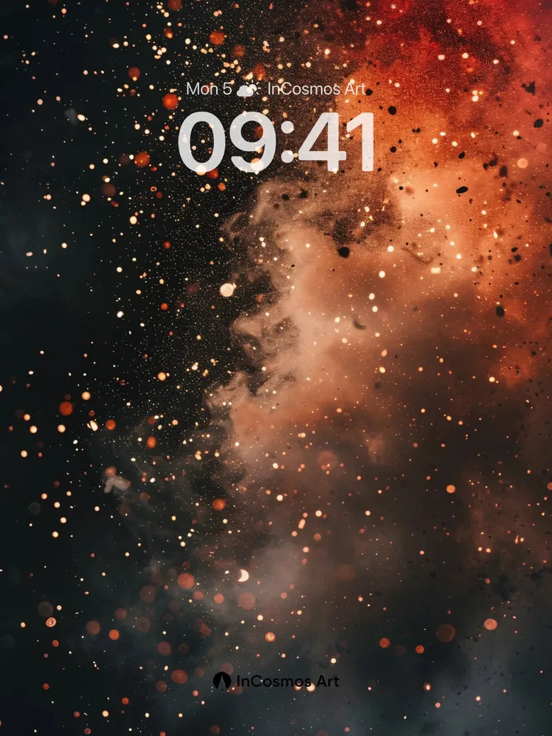 Cosmic Ember Wallpaper with Nebula Veils