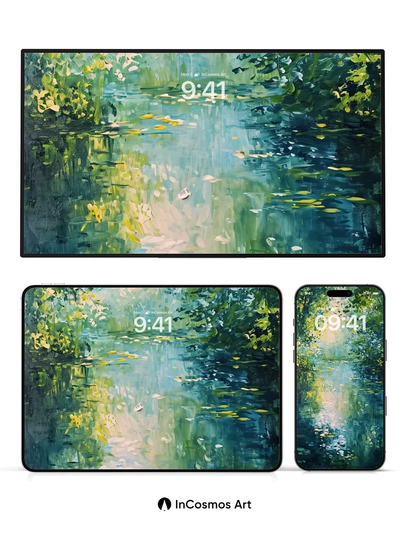 Luminous Canopy Wallpaper with Dappled Light Paths