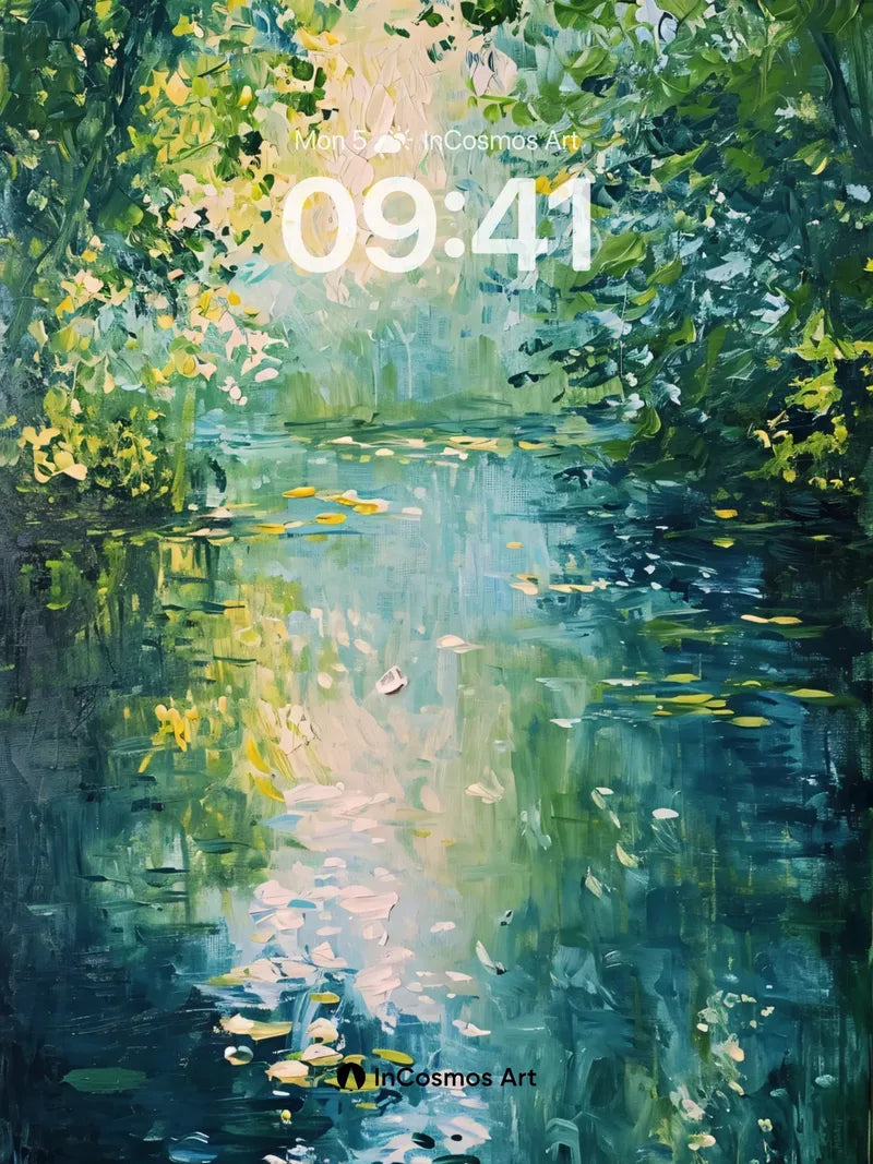 Luminous Canopy Wallpaper with Dappled Light Paths