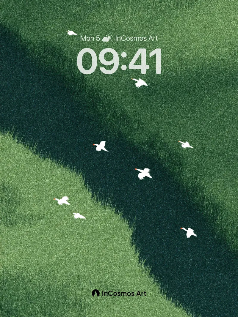 Serene Flight Over Verdant Fields Wallpaper wallpaper for iPhone, iPad & Mac
